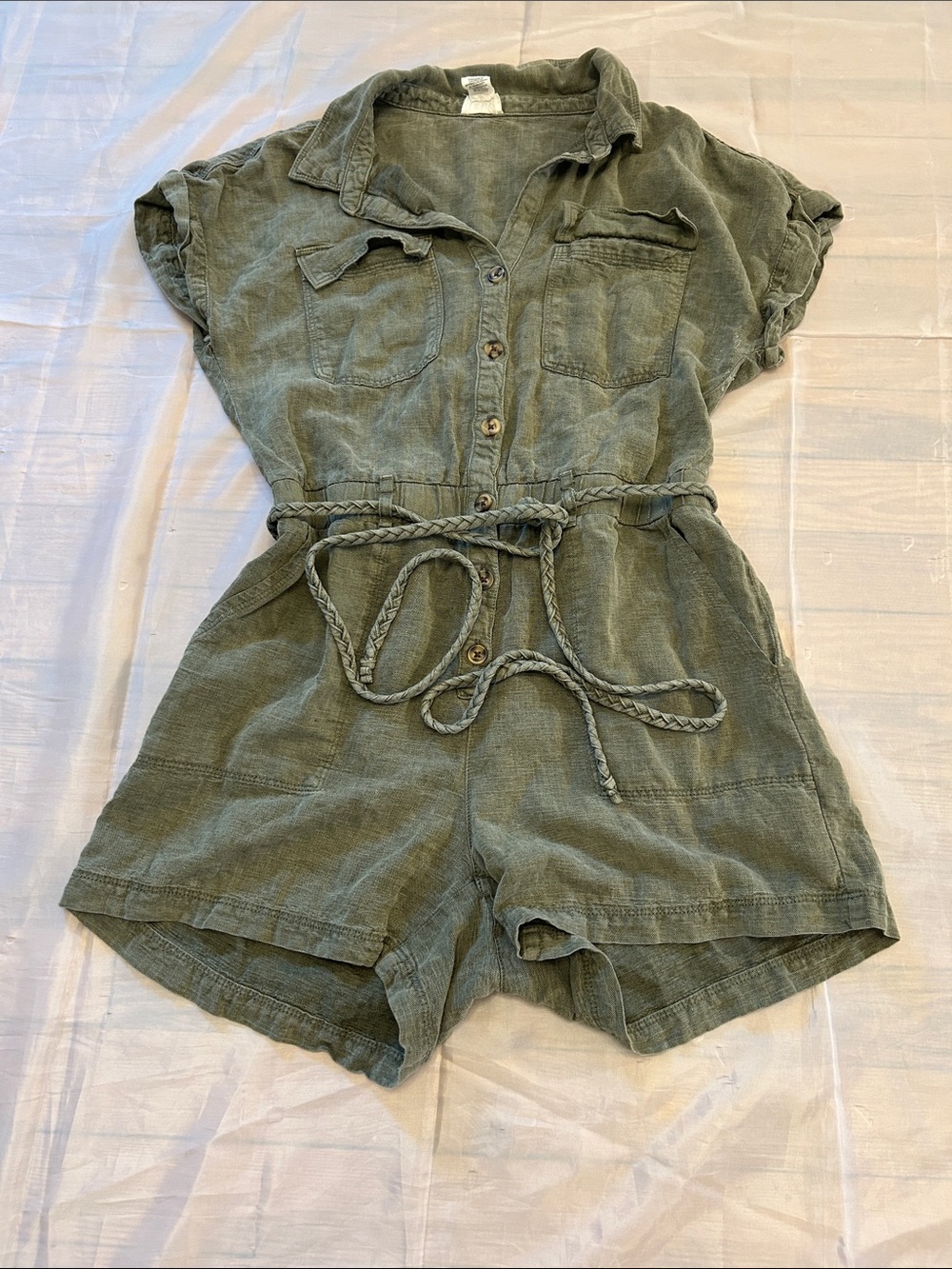 Nicole Miller Olive Green Utility Romper
